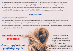 plakat z informacją o wszawicy
