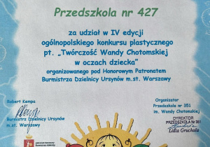 Dyplom za udział w konkursie
