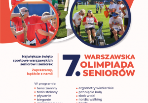 plakat informacyjny o 7. edycji Warszawskiej Olimpiady Seniorów.