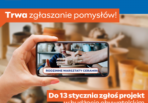 Plakat przedstawiający kampanię promującą Budżet Obywatelski w Warszawie.